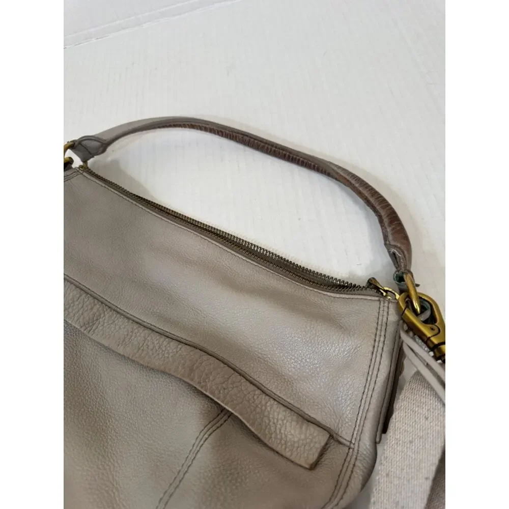 Fossil Grey Pebbled Leather Hobo Handbag Womens Purse Bag Fall Damaged